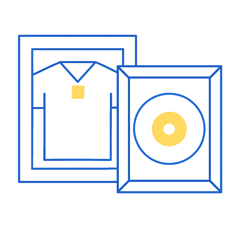 Rámování SPECIAL dresy, 3D předměty, televize